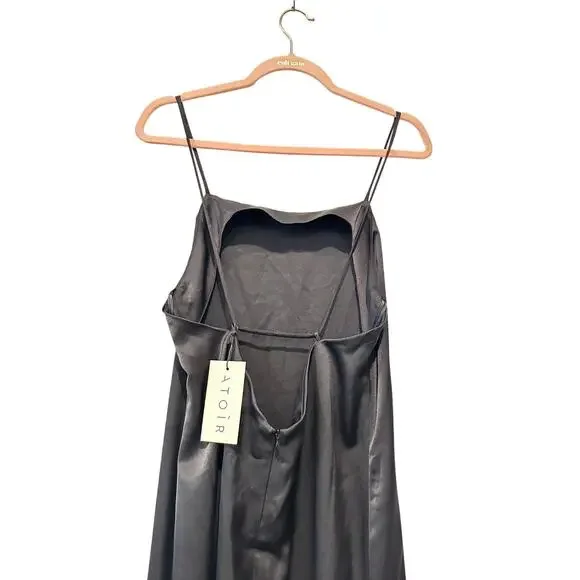 NWT Atoir Size 6 Black Slip Clarice Open Back Maxi Spaghetti Strap Dress LBD - Picture 4 of 10